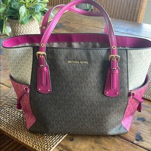 Michael Kors Pink and Brown Tote Bag